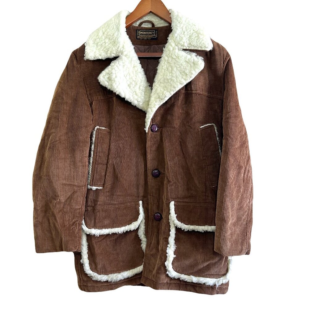 Monterey CA Sportswear Vtg 70s Corduroy Vegan Sherling Jacket